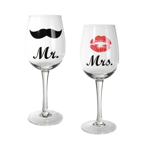 Kozarci za vino Mr in Mrs