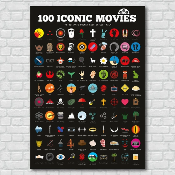 100 Ikoničnih filmov - plakat za izpraskanje