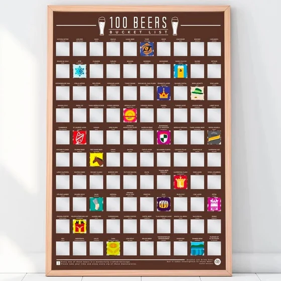 Plakat praskanka 100 svetovnih znamk piva